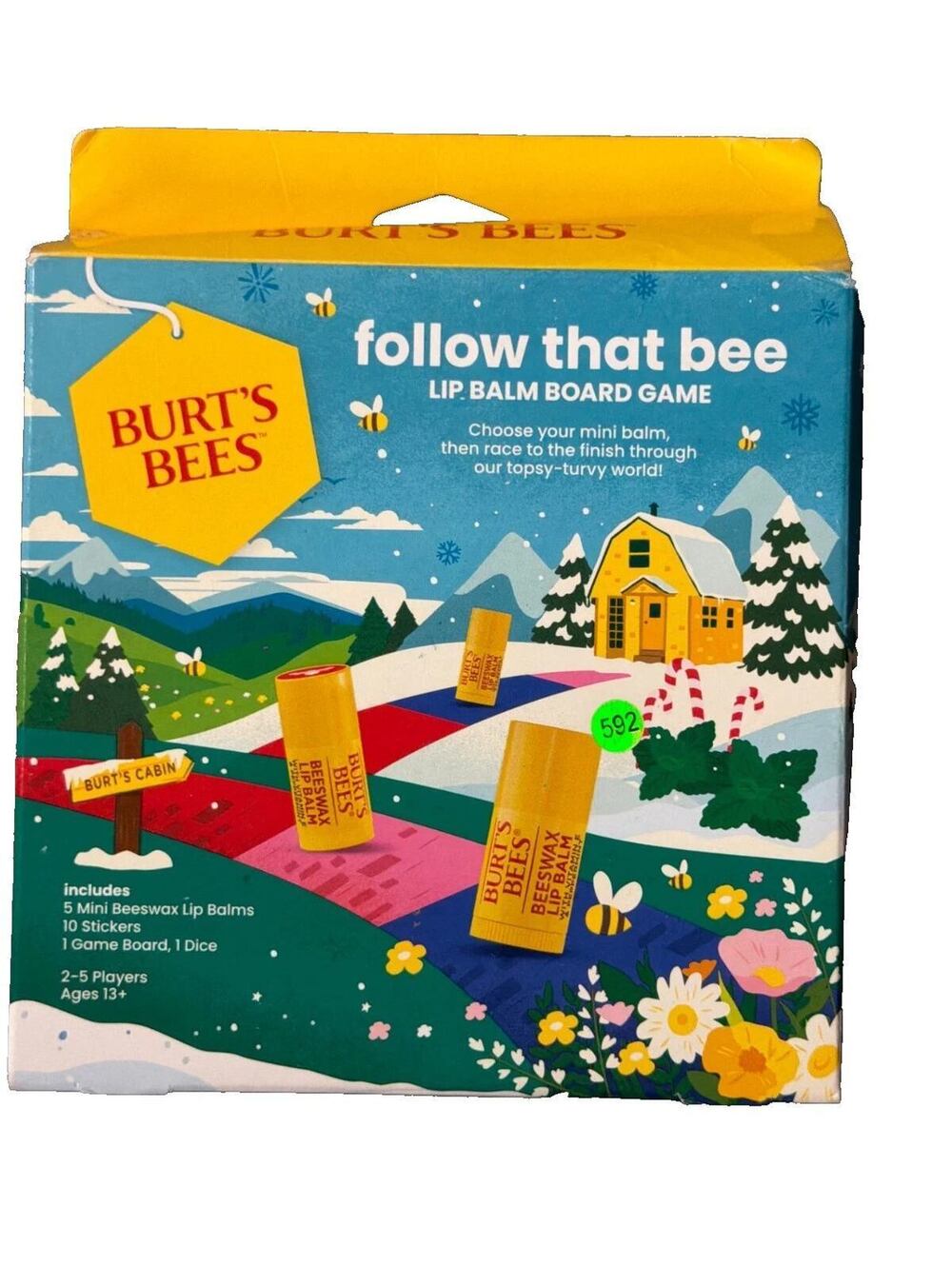 Burt's Bees Follow That Bee Lip Balm Board Game 5 Mini Balms Gift Set New